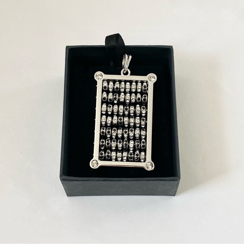 NEW Abacus Pendant Swarovski Crystals Hundreds Black & Clear Crystals Encrusted
